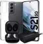 Samsung Galaxy S21 5G 128GB Grey + Galaxy Buds Live Black + 25W Adapter + Transparent Cover - Mobile Phone
