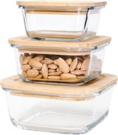Siguro Set of food jars Glass Seal Bamboo 0,3 l + 0,5 l + 0,8 l, 3 pcs - Food Container Set