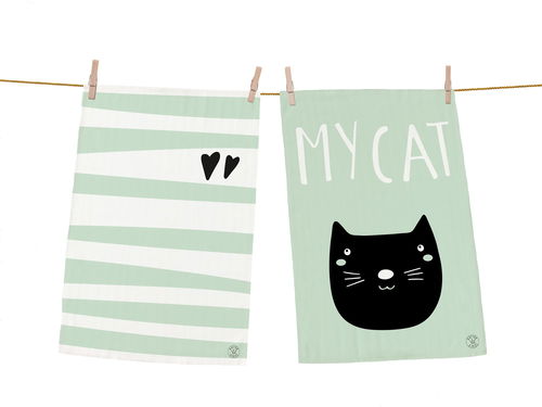 Butter Kings, sada utěrek 2ks, MY CAT MY LOVE - Utěrka - Hlavní obrázek