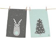 Butter Kings towel set of 2 pcs, REINDEER AND TREE - Dish Cloth