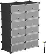 Houseland Leo Set of shoe boxes, black - Shoe Rack