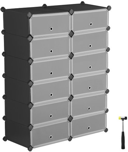 Houseland Leo Set of shoe boxes, black - Shoe Rack - Main image