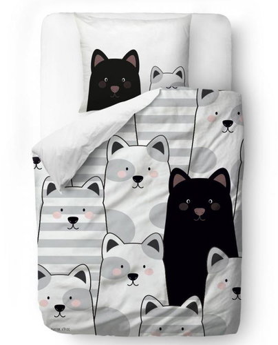 Butter Kings black cat 140 × 200/90 × 70 cm - Bed Linen - Main image