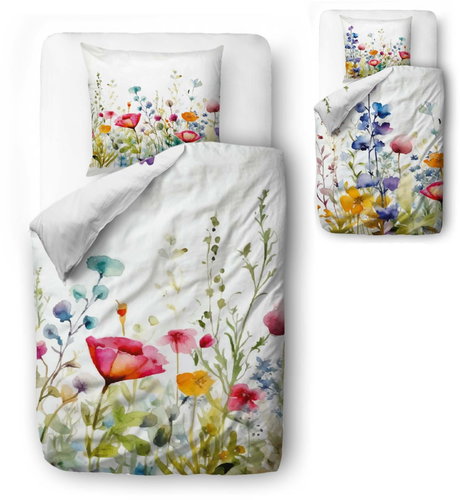Butter Kings Reversible watercolour flowers 140 × 200/90 × 70 - Bed Linen - Main image