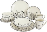 by inspire 10dílná porcelánová souprava Linea Garden - černý dekor - Dish Set