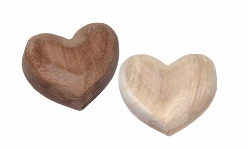 by inspire Wooden decoration Heart light and dark 10 cm, set of 2 - Decoration - Main image