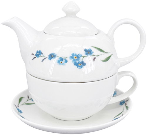 by inspire Porcelain tea set Luna Pomněnka, white/blue - Tea Set - Main image