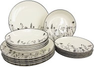 by inspire 18dílná sada porcelánových talířů Linea Garden - černý dekor - Set of Plates