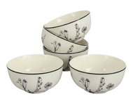 by inspire Set 6 ks - Porcelánové misky Linea Garden 14 cm, černý dekor - Bowl Set