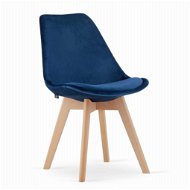 TEXTILOMANIE Modrá stolička Daren nori velvet s bukovými nohami - Jedálenská stolička