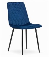 TEXTILOMANIE Modrá zamatová stolička Turin s čiernymi nohami - Jedálenská stolička