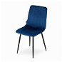 TEXTILOMANIE Modrá zamatová stolička Lava s čiernymi nohami - Jedálenská stolička