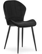 TEXTILOMANIE Čierna zamatová stolička Terni s čiernymi nohami - Jedálenská stolička