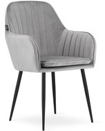 TEXTILOMANIE Světle šedá sametová židle Lugo - Jídelní židle