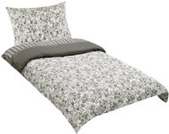 BELLATEX Linen crepe 80/082 flowers grey and white 140 × 200 cm, 70 × 90 cm - Bed Linen