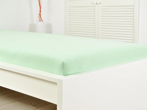 B. E. S. PETROVICE Jersey cotton sheet IDEAL 180 × 200 cm, light green - Bedsheet - Main image