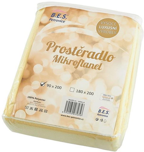 B.E.S. PETROVICE Prostěradlo mikroflanelové EXCTLUSIVE 180 × 200 cm, vanilková - Bedsheet - Main image