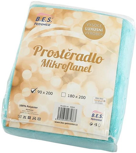 B.E.S. PETROVICE Prostěradlo mikroflanelové EXCTLUSIVE 180 × 200 cm, modré - Bedsheet - Main image