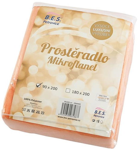 B.E.S. PETROVICE Prostěradlo mikroflanelové EXCTLUSIVE 90 × 200 cm, oranžové - Bedsheet - Main image
