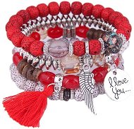 Ladies beaded wrap bracelet 4pcs red - Bracelet