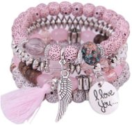 Women's beaded wrap bracelet 4pcs pink - Bracelet