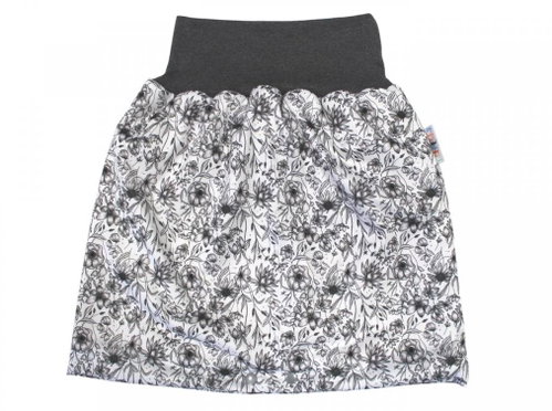 BIO Night Skirt - Flowers black and white (L) - Nappies - Main image