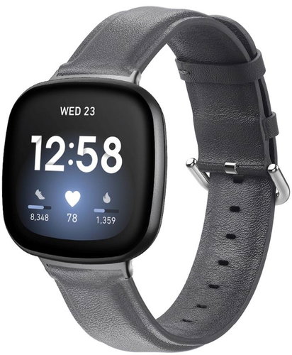 BStrap Leather Lux for Fitbit Versa 3, dark grey - Watch Strap - Main image