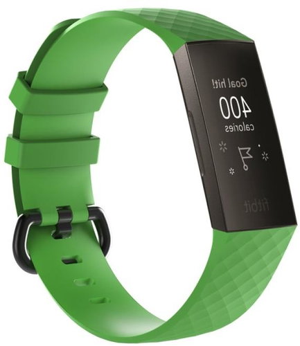 BStrap Silicone Diamond for Fitbit Charge 3/4 green, size L - Watch Strap - Main image