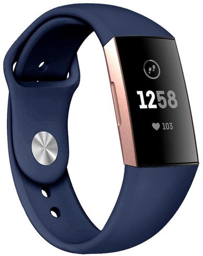BStrap Silicone for Fitbit Charge 3 / 4 dark blue, size S - Watch Strap - Main image