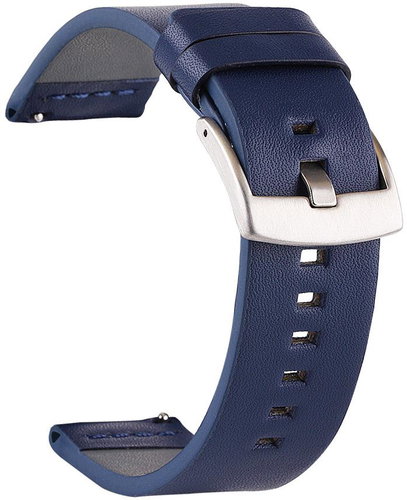 BStrap Fine Leather Universal Quick Release 22mm, blue - Watch Strap - Main image