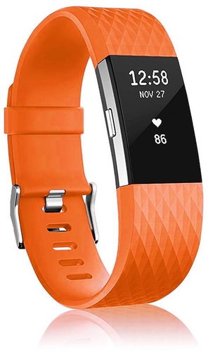 BStrap Silicone Diamond for Fitbit Charge 2 orange, size L - Watch Strap - Main image