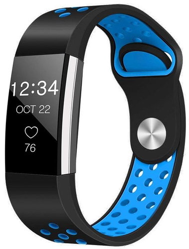 BStrap Silicone Sport for Fitbit Charge 2 black, blue, size L - Watch Strap - Main image