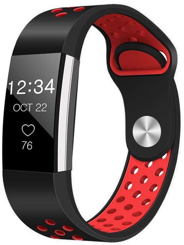 BStrap Silicone Sport for Fitbit Charge 2 black, red, size L - Watch Strap - Main image