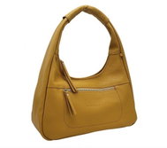 Leather shoulder bag LYSE mustard - Handbag