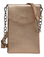 Leather case for mobile phone Rose metallic pink - Handbag