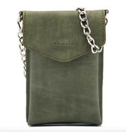 Leather case for mobile phone Rose green smooth - Handbag