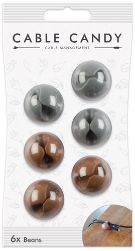 Cable Candy Beans 6 pcs gray and brown - Cable Organiser - Main image