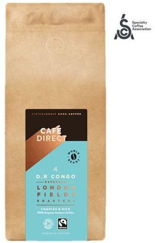 Cafédirect ORGANIC Coffee Beans Congo SCA 84 with Tones of Honey and Dark Chocolate 1kg - Coffee - Main image