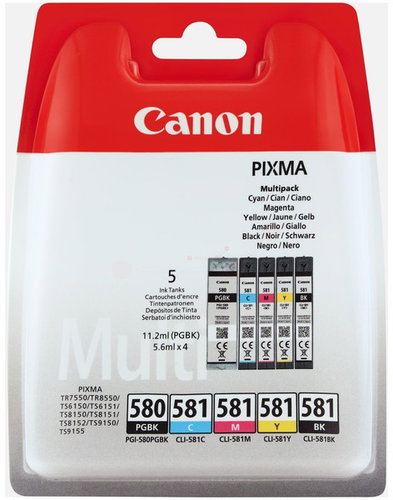 Canon INK PGI-580/CLI-581 BK/CMYK MULTI PACK BLISTERED W SECURITY - Cartridge - Main image