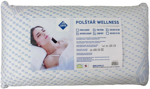 Cappa Polštář ortopedický WELLNESS, 50 × 30 cm, bílý a modrý - Polštář - Main image
