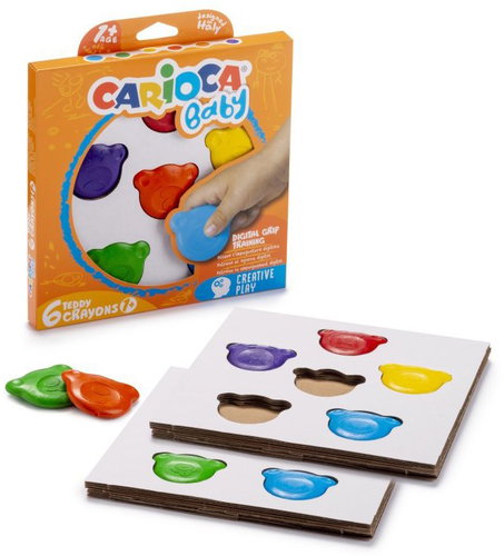 Carioca Baby Teddy 6 colours - Wax Crayons - Main image