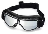 Okuliare na motorku TXR retro čierne so strieborným plexisklom - Brýle na motorku