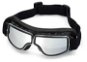 Okuliare na motorku TXR retro čierne so strieborným plexisklom - Brýle na motorku