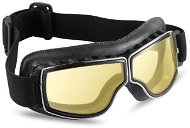 Okuliare na motorku TXR retro čierne so žltým plexi - Brýle na motorku