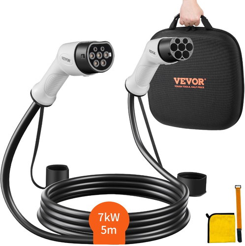 VEVOR EV charging cable for electric vehicles type 2, 32A 5 m 7kW TPU, single phase, AC 230V/50 Hz,  - EV Charging Cable - Main image