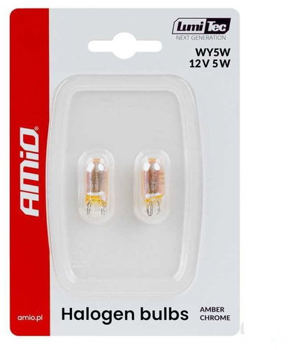 AMIO AMBER CHROME blister 12V 5W W2,1x9,5d, 2 pcs - Car Bulb - Main image