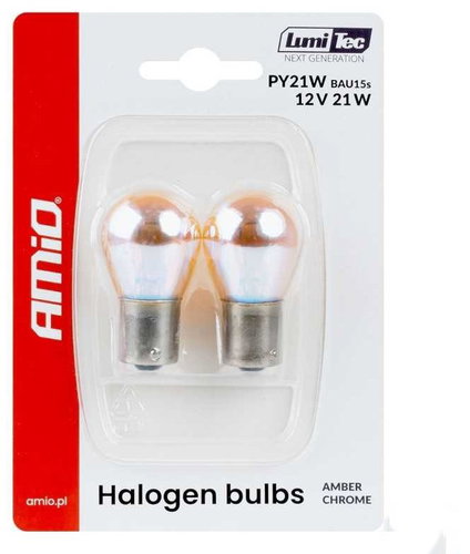 AMIO AMBER CHROME blister 12V 21W BAU15s, 2 pcs - Car Bulb - Main image