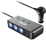 Amio Power strip with switch 3× USB with voltmeter 12/24V - Car Adapter
