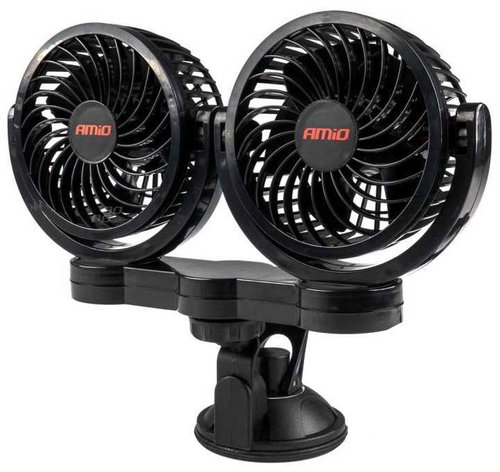 Amio Car Fan with Suction Cup 12V, Double - Car Ventilator - Main image