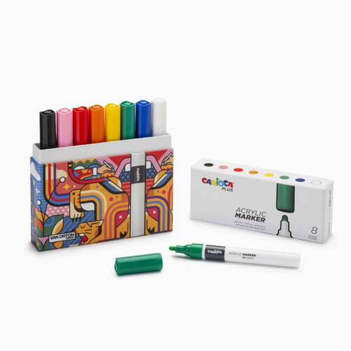 CARIOCA Plus acrylic in gift pack 8 pcs - Felt Tip Pens - Main image